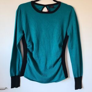 Teal Black Long Sleeve Sweater Women's Size L